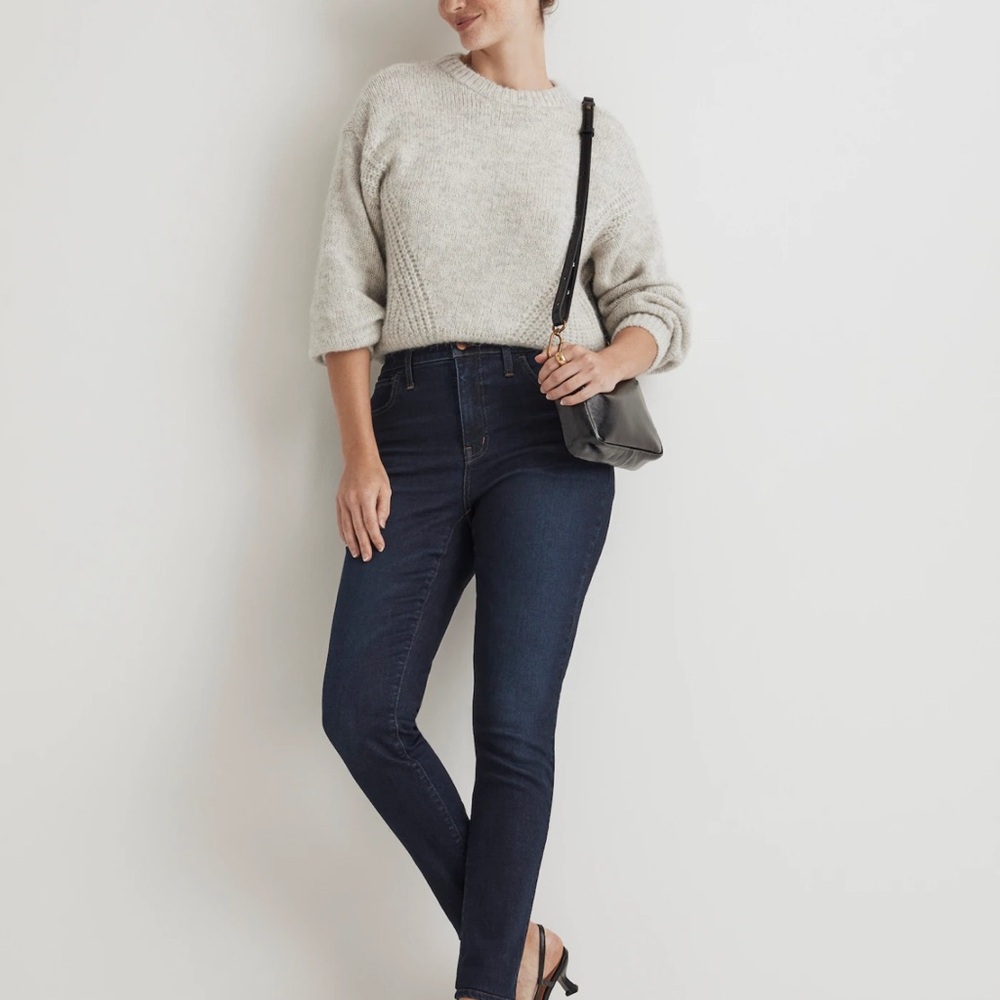 Dark Blue Skinny Jeans High-Waisted